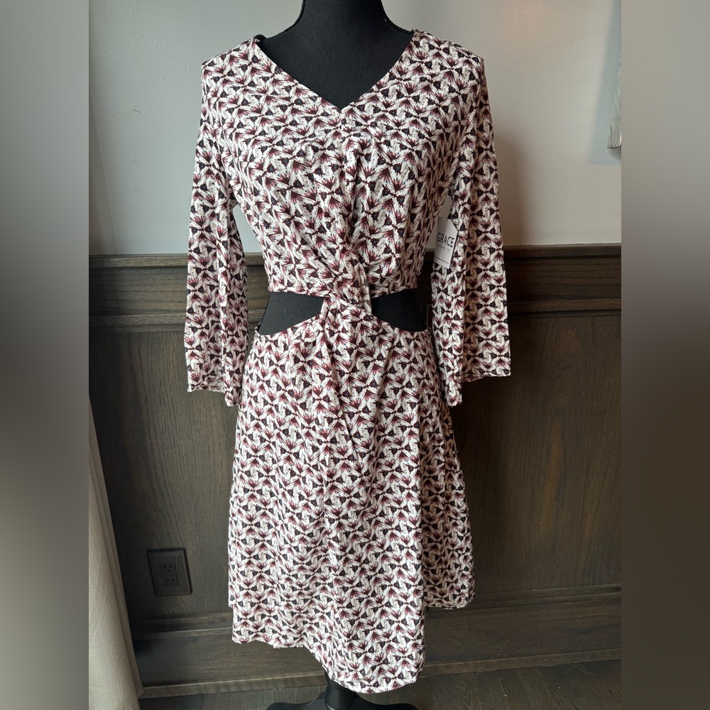 Be You Tiful boho Patterned Cut-Out Dress NWT small